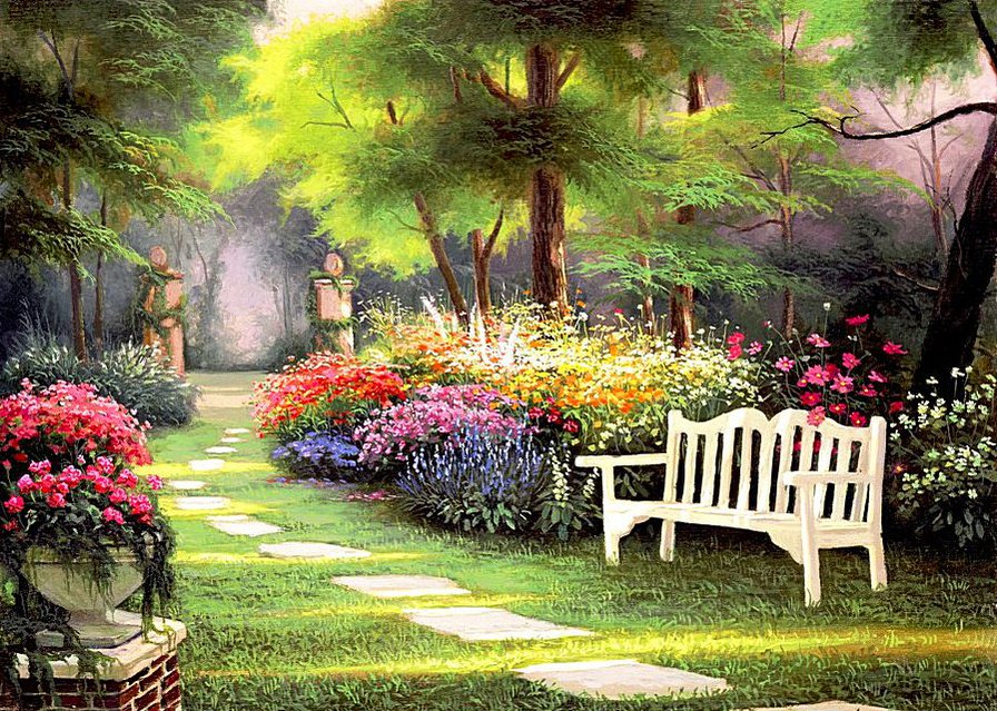 Уголок парка - красота, растения, парк, пейзаж, цветы - оригинал