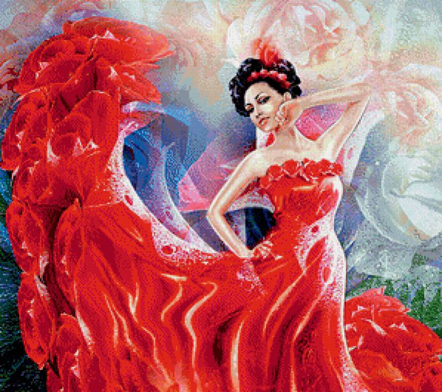 Платье из роз - розы, девушка, платье - предпросмотр