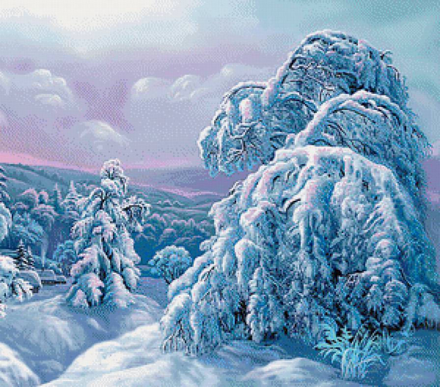 зимний пейзаж - зима, елки, природа, сосна, пейзаж, лес, ели, сугроб, дерево, снег - предпросмотр