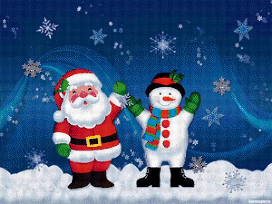 С новым годом! - праздник, снежинки, дед мороз, снеговик - предпросмотр