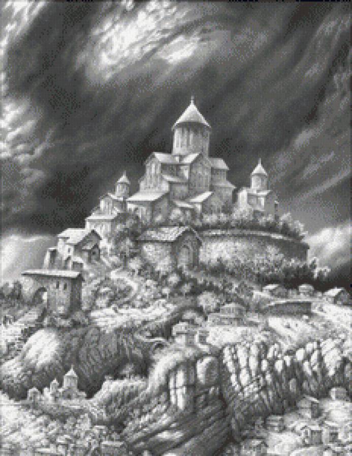 Замок - здания, монохром, замок - предпросмотр