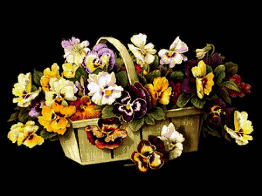 Анютины глазки - цветы, корзина, подарок - предпросмотр