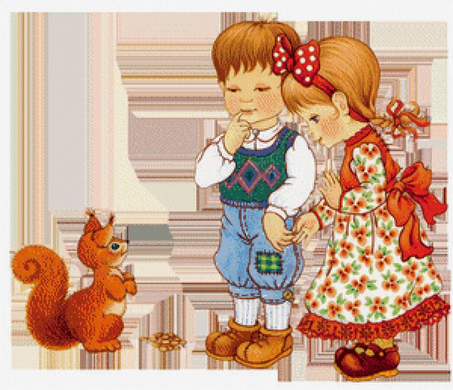 в детскую - девочка.мальчик, дружба, белочка, дети - предпросмотр