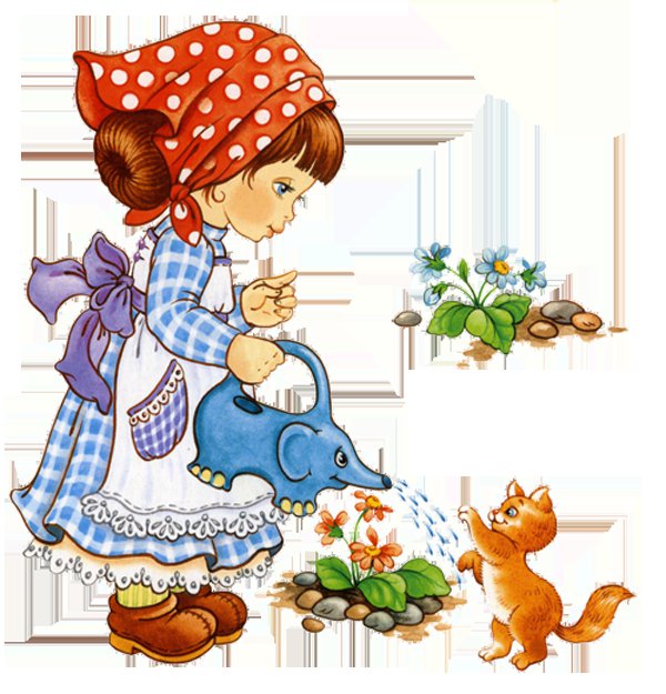 Помощница - детям, котенок, цеты, девочка - оригинал
