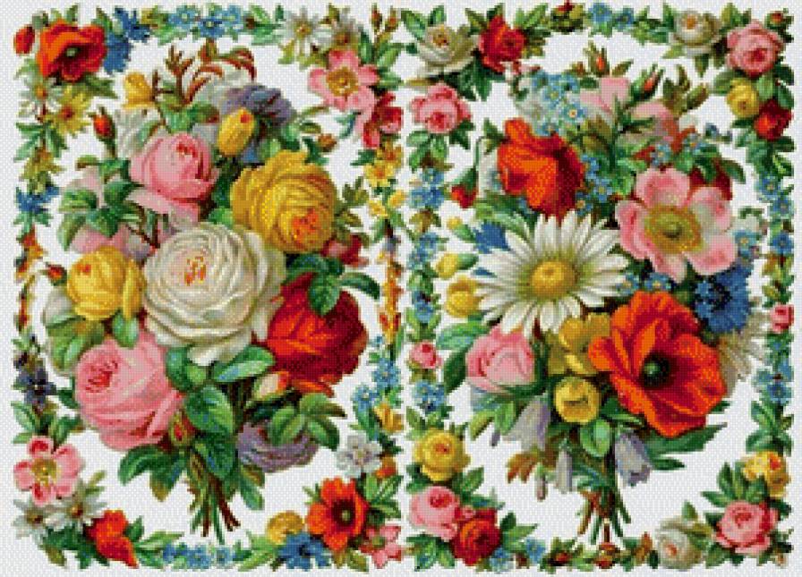 цветы - рамка, цветы, ретро, винтаж - предпросмотр