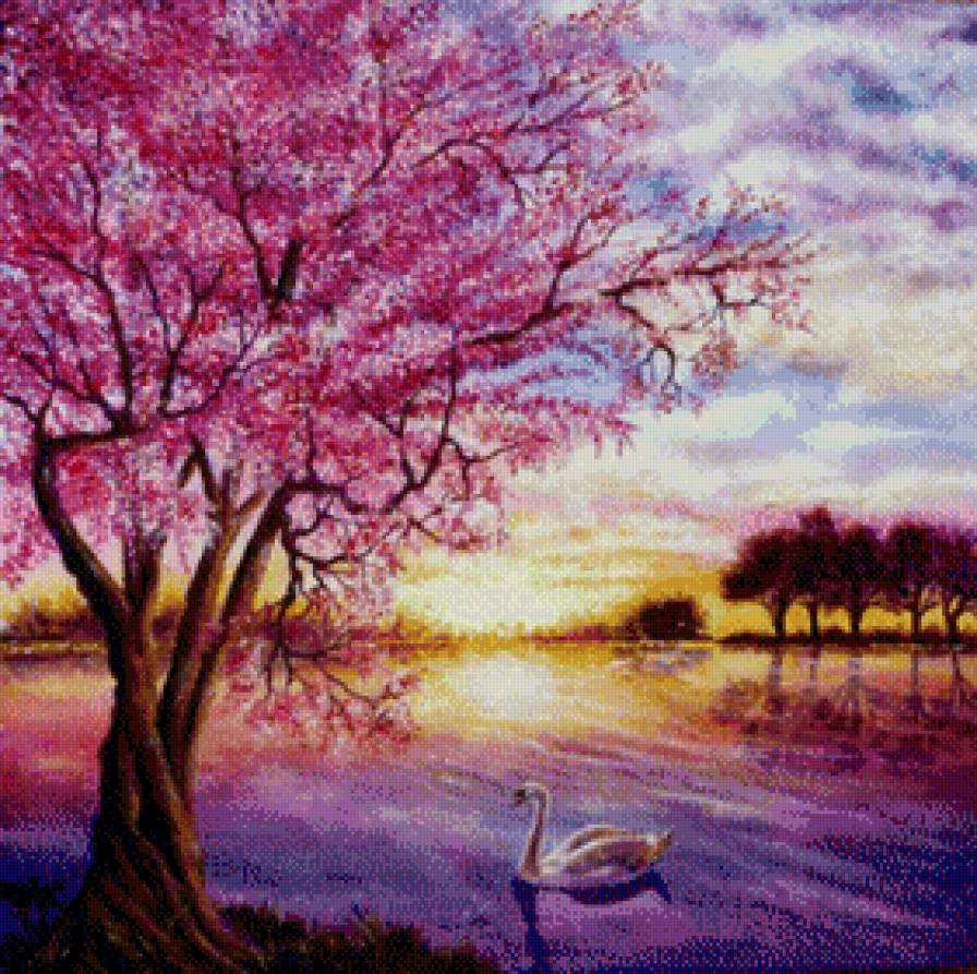 весна - природа, лебядь, весна, вода - предпросмотр