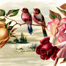 Птицы на цветочной ветке