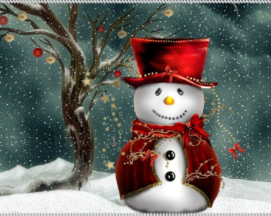 Снеговик - новый год, снег, снеговик, зима - оригинал