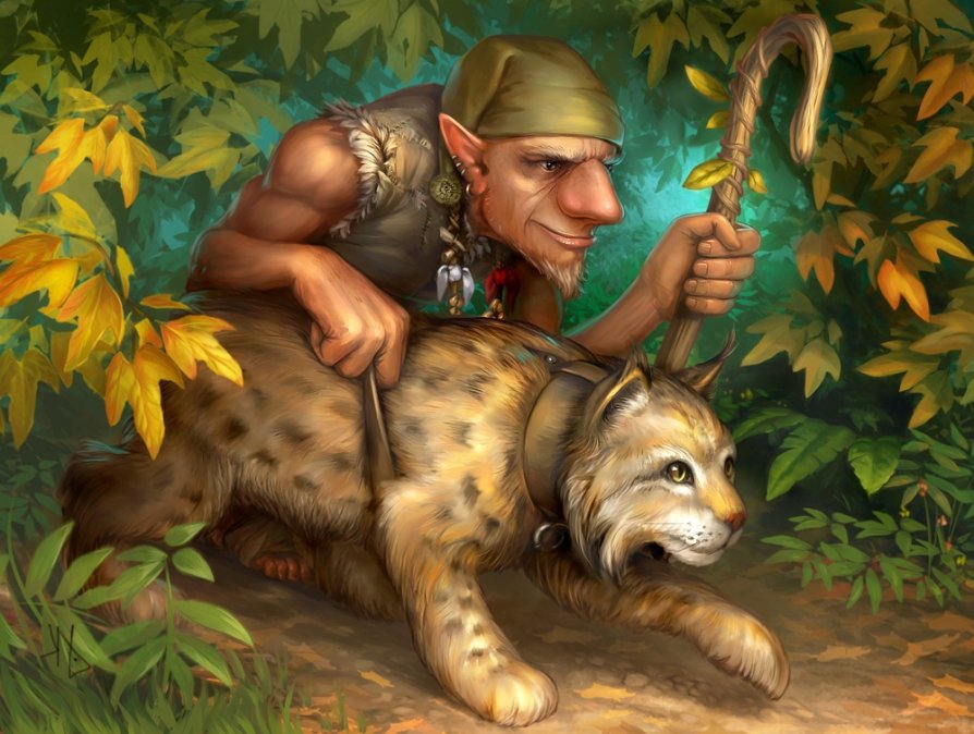 лешший я! обхожу свои угодья... - хищники, существа, сказка, лешший, лес, ягуар - оригинал