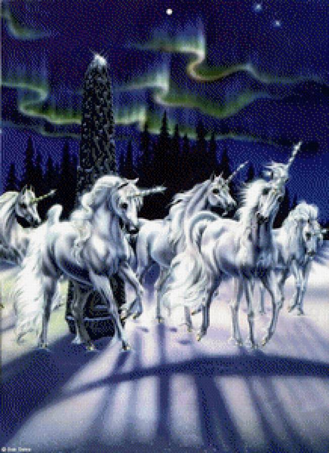 Единороги - сказки, фэнтези, лошадки, единорог, природа - предпросмотр