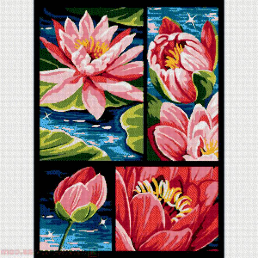 Полиптих "Лотосы" - азия, полиптих, восток, цветы - предпросмотр