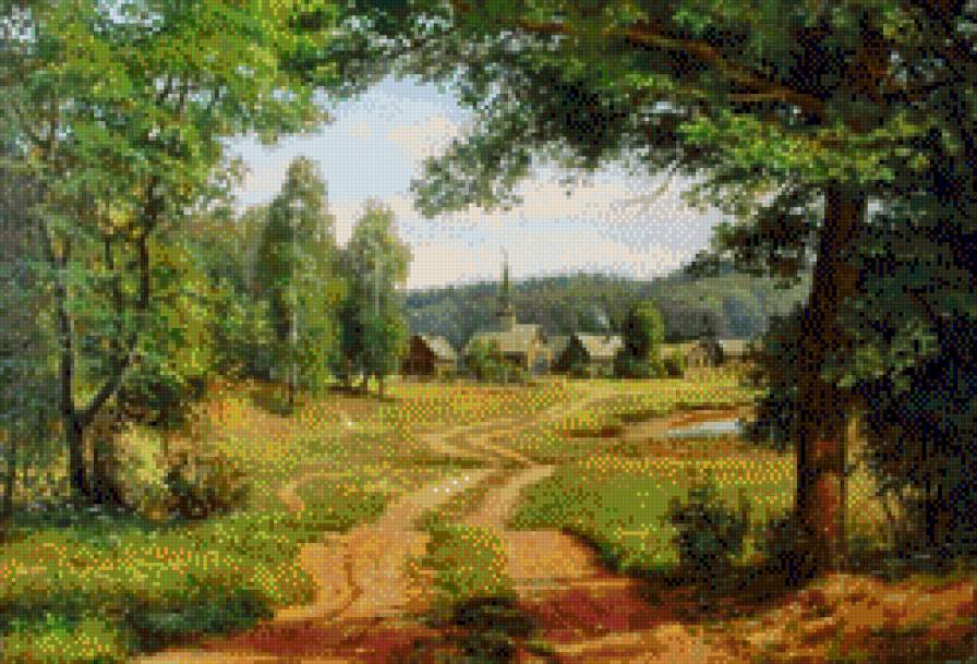 деревенский пейзаж - лес дорога - предпросмотр