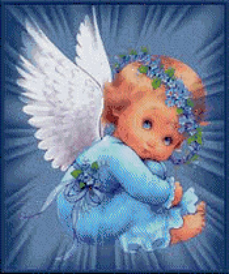 милый ангел - милое, детское, на голубом, ангел - предпросмотр