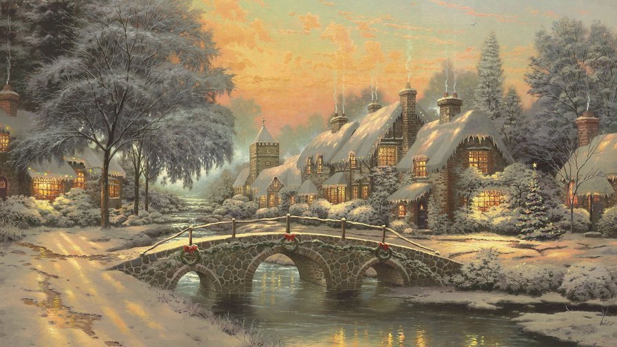 зима - зима мостик дома - оригинал