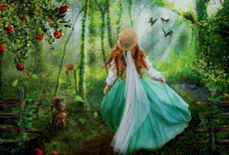 в саду - пейзаж, дети - предпросмотр