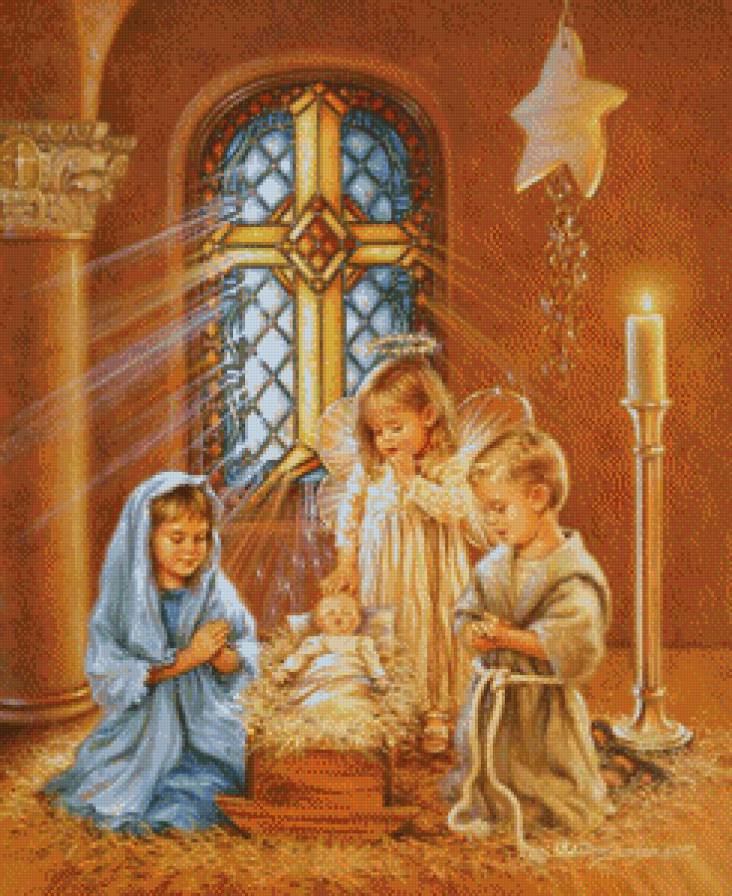 ангел и дети - церковь, дети, дона гелсингер, праздник, ангел, рождество, религия - предпросмотр