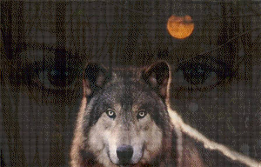одинокая волчица - ночь, волчица, луна - предпросмотр