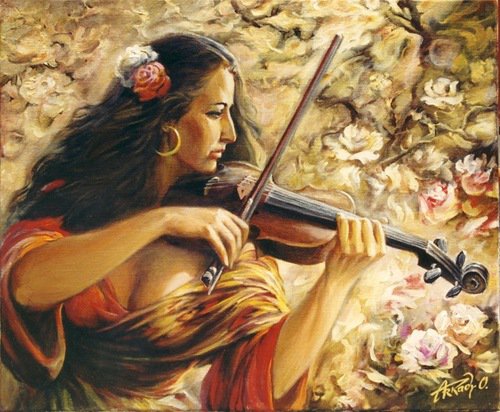 Скрипачка - скрипка, девушка - оригинал
