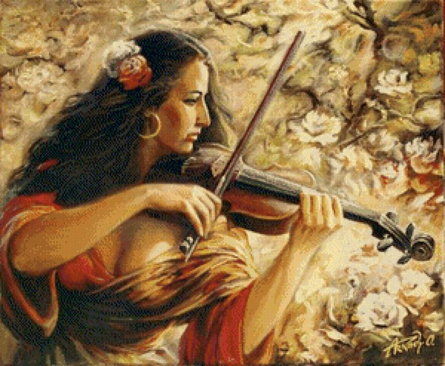 Скрипачка - скрипка, девушка - предпросмотр