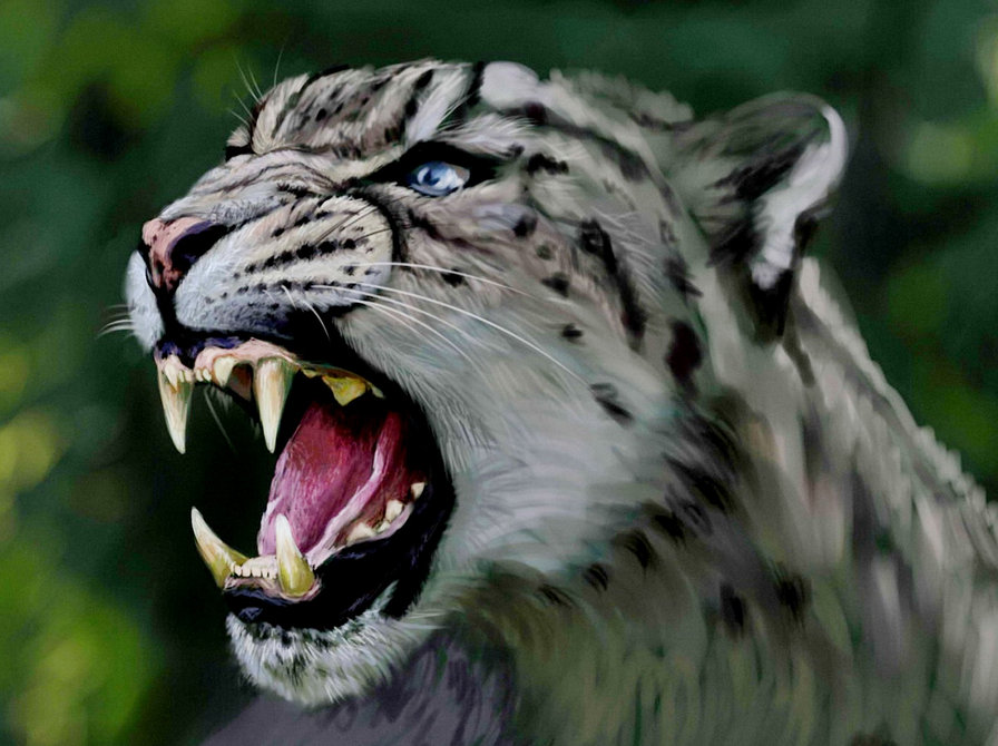 хищник - живопись, рык, барс, оскал - оригинал