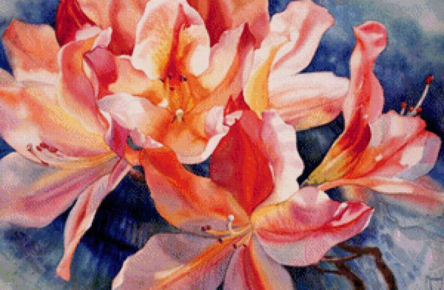 Панно.Акварельные лилии. - цветы, акварель, панно, лилии - предпросмотр