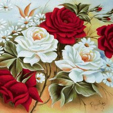 Схема вышивки «розы и ромашки»