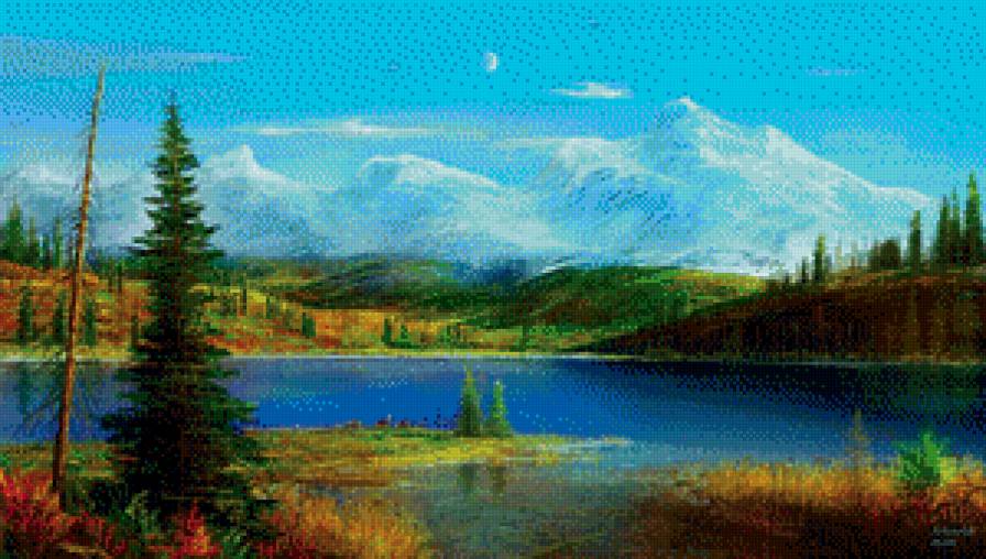 Осенний пейзаж - осень, пейзаж, лес, горы, река, озеро - предпросмотр