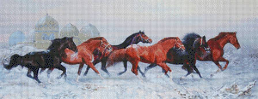 Бегущий табун - кони, лошади, табун - предпросмотр