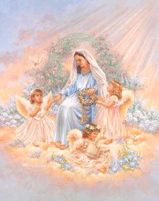 ангелы и дева мария - божья мать, дети, дона гелсингер, девочка, ангел, религия - оригинал