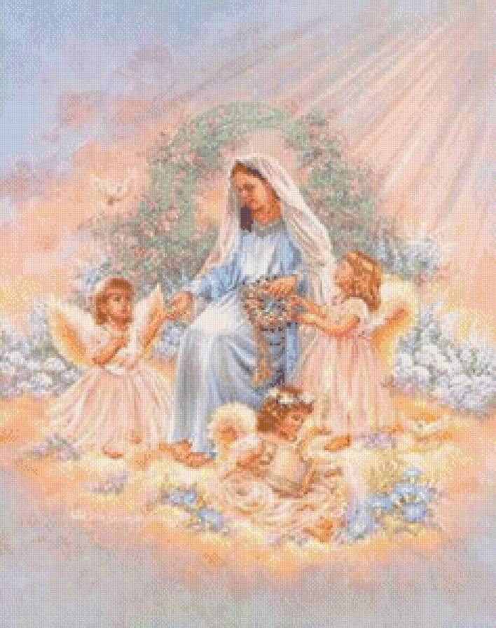 ангелы и дева мария - дона гелсингер, дети, девочка, божья мать, религия, ангел - предпросмотр