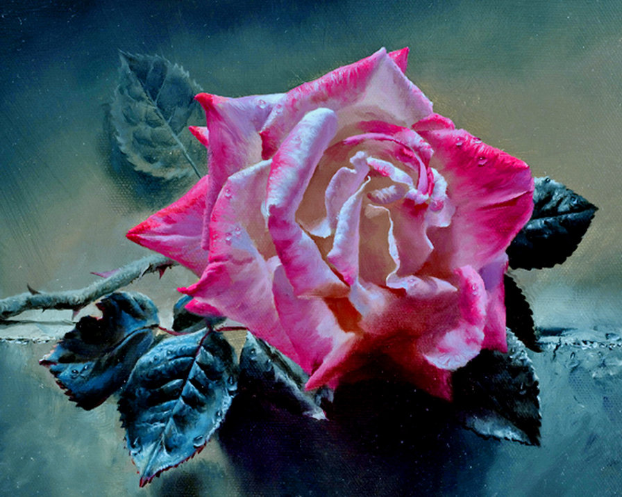 картина А.Антонова - роза, цветы, живопись, бутон - оригинал