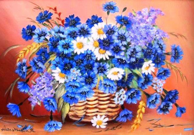 корзинка полевых цветов - цветы, букет - оригинал