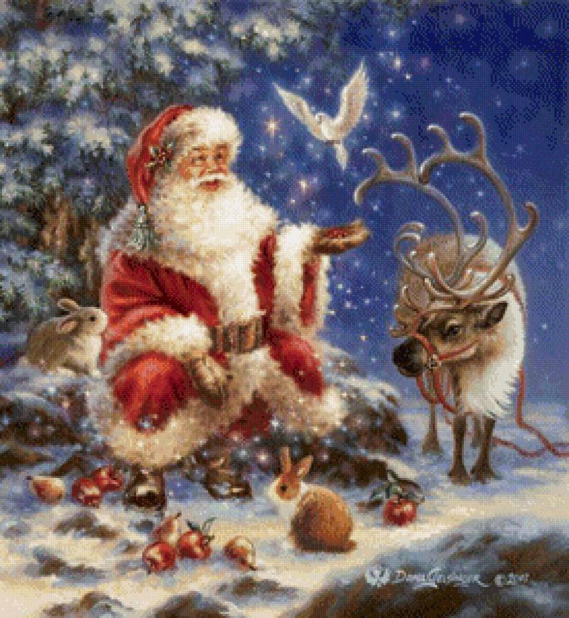 дед мороз и олень - дед мороз, санта клаус, рождество новый год, зима, дона гелсингер - предпросмотр