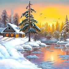 Схема вышивки «зимний закат 3»