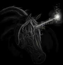 черный единорог - лошадь, монохром, кони, фэнтези - оригинал