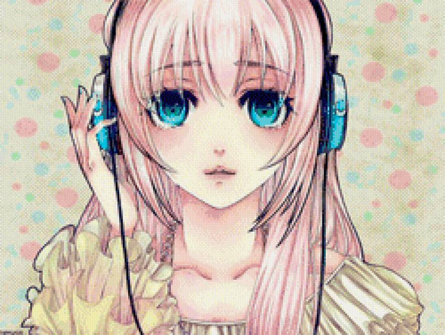 Музыка и аниме - нежность, милота, музыка, кавай, аниме, наушники - предпросмотр
