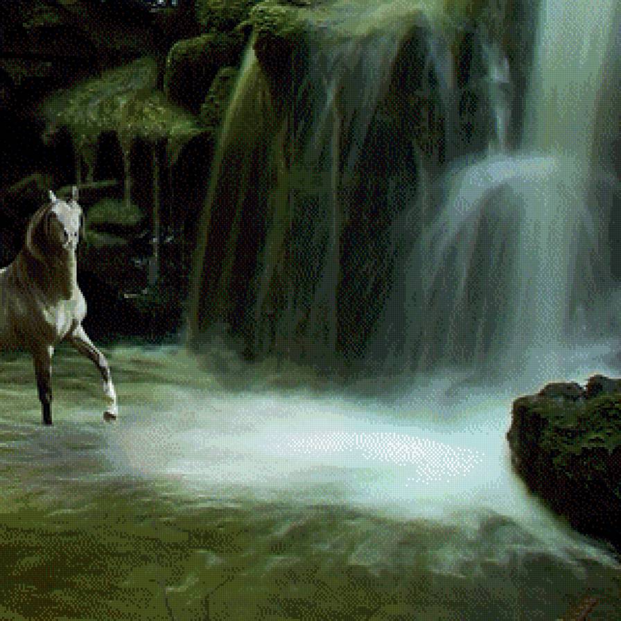 На водопаде правая часть - лошадь, водопад - предпросмотр