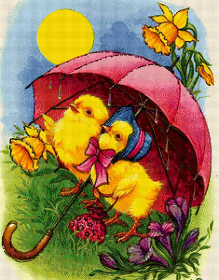 Цыплята - зонтик, птенцы, дождик, детское, цыплята - предпросмотр