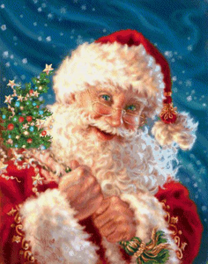 санта с ёлочкой - санта клаус, рождество, зима, новый год, дед мороз, дона гелсингер - предпросмотр