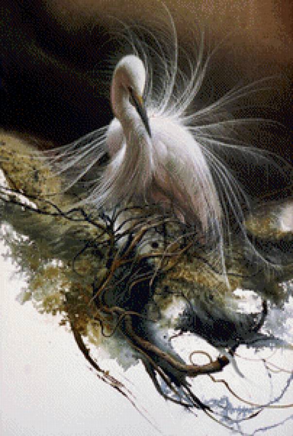 ли богл 16 журавль - пара, журавли, птицы, картина, ли богл, живопись - предпросмотр