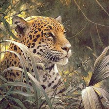 Оригинал схемы вышивки «Леопард в зарослях (живопись)» (№530426)