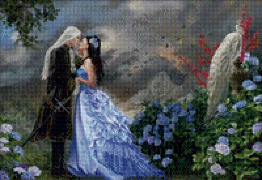 Двое - прикосновение, любовь, мужчина и женщина, фэнтези, природа - предпросмотр