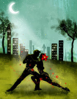 В ритме танца - ночь, город, танец, парень и девушка, месяц - оригинал