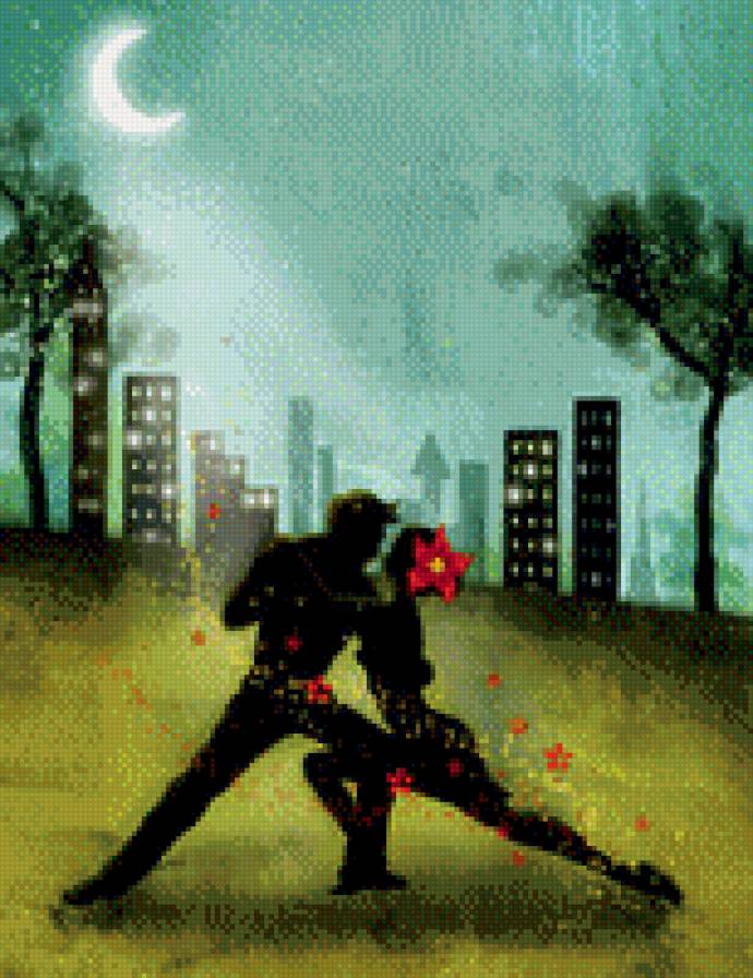 В ритме танца - ночь, город, месяц, парень и девушка, танец - предпросмотр