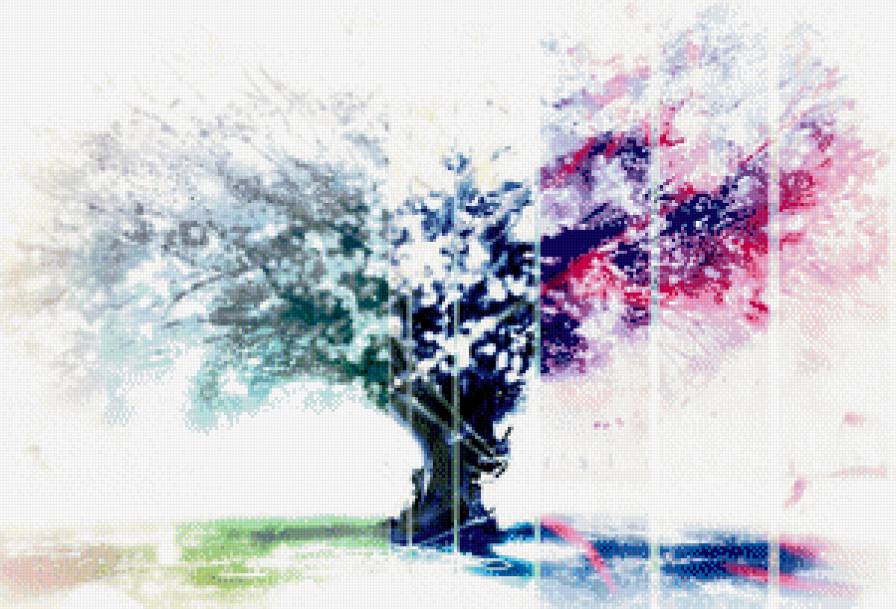 Абстракция. Акварельное дерево. - дерево, абстракция, акварель - предпросмотр