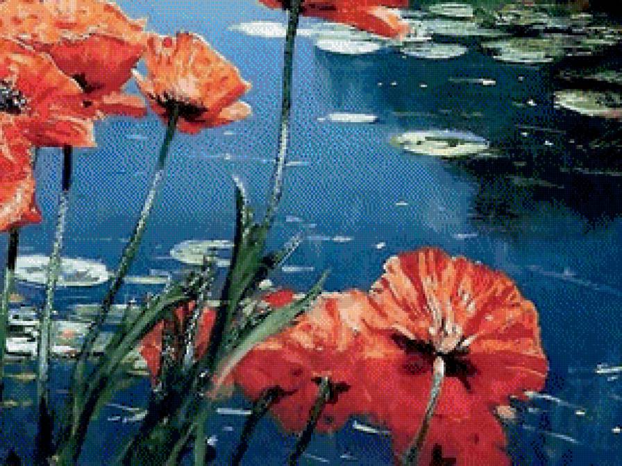 "Маки" ч.4 низ - пейзаж, маки, озеро, природа - предпросмотр