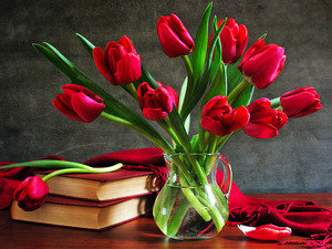 Ваза с тюльпанами - тюльпаны, букет, ваза - оригинал