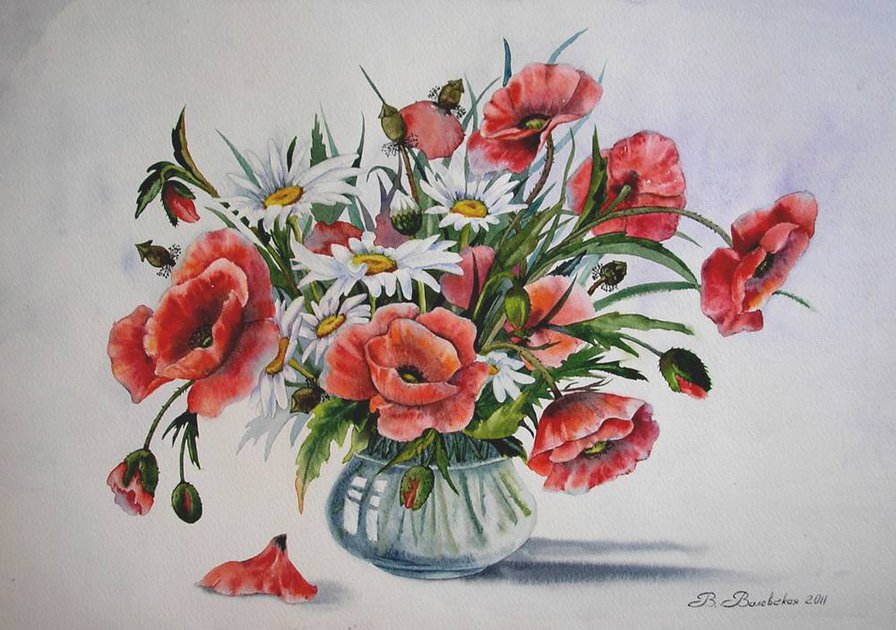 маки - букет цвеы - оригинал