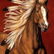 Схема вышивки «Лошадь с перьями»