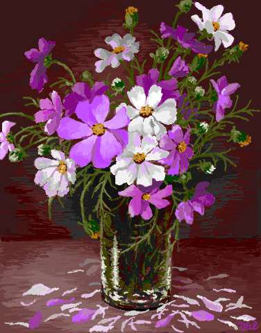 Космеи - цветы, натюрморт - оригинал